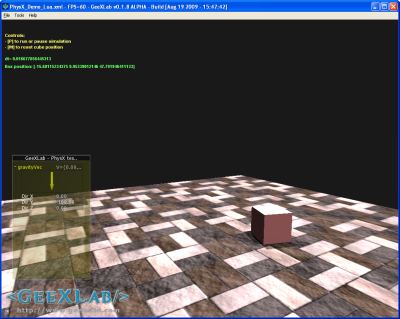 GeeXLab - NVIDIA PhysX