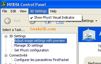 NVCPL PhysX Visual Indicator
