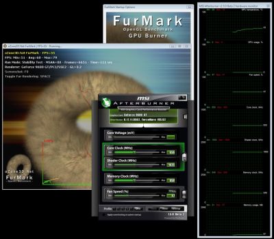 MSI Afterburner 1.5.0 Beta 2 + FurMark +  GeForce 9600 GT
