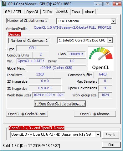 GPU Caps Viewer 1.8.0 + OpenCL CPU AMD