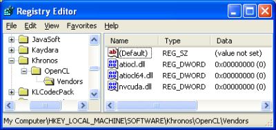 OpenCL - Windows Registry - NVIDIA + AMD