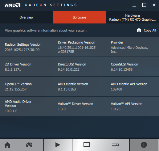 AMD Crimson software information