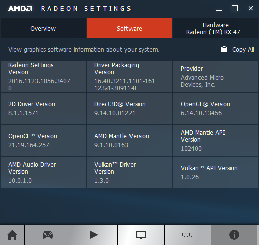 AMD Crimson software information