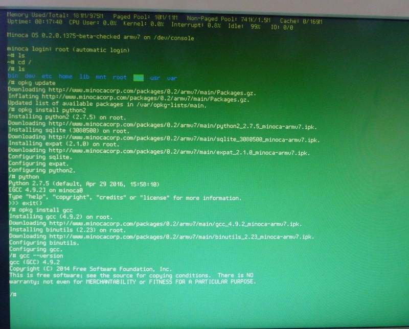 Minoca OS on Raspberry Pi 2