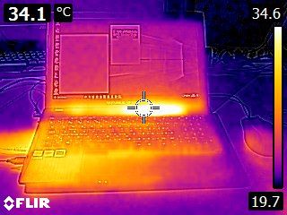 ASUS ROG Strix GL553VD Gaming Notebook - thermal imaging at idle