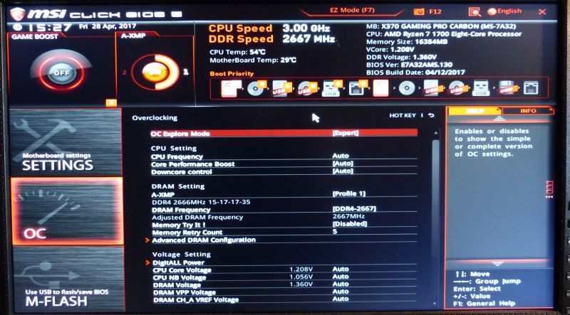MSI X370 Gaming Pro Carbon Motherboard - BIOS