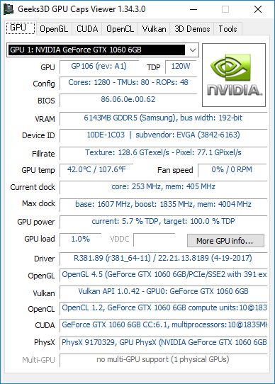 GPU Caps Viewer + NVIDIA R381.89