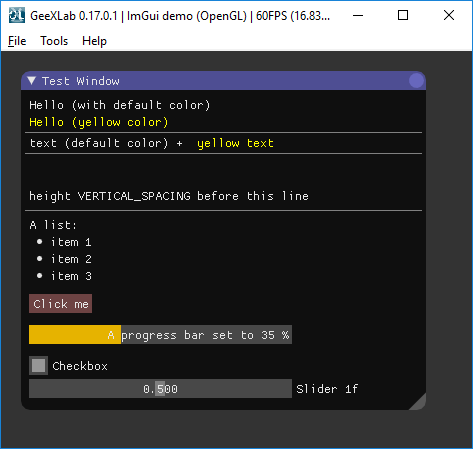 GeeXLab + ImGui