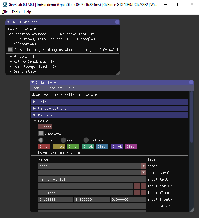 GeeXLab + ImGui