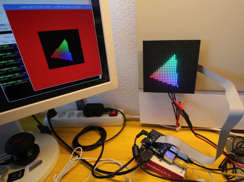 RGL LED matrix 32x32 panel - GeeXLab demo on Raspberry Pi