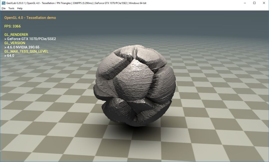OpenGL 4.0 tessellation demo on Windows with a GTX 1080