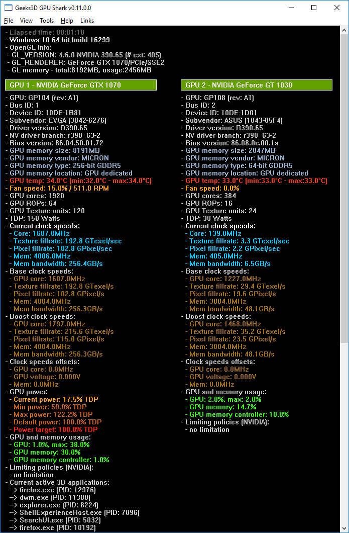 GPU Shark - multiple GPUs - detailed mode