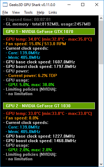 GPU Shark 0.11.0 - GeForce GTX 1070 + GT 1030