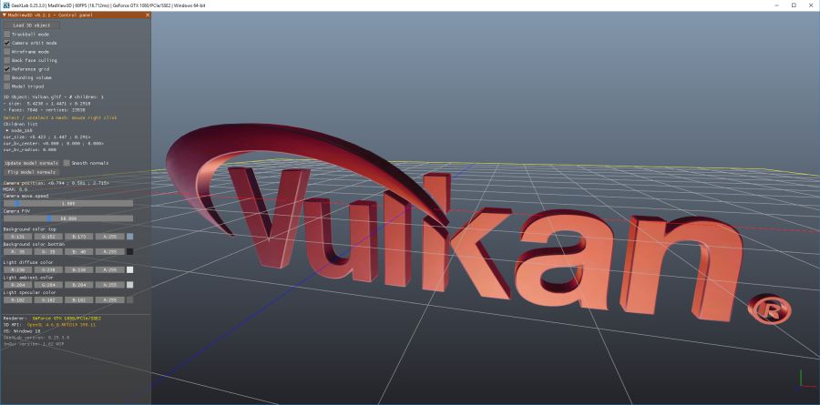 Vulkan 3D logo - GeeXLab MadView3D