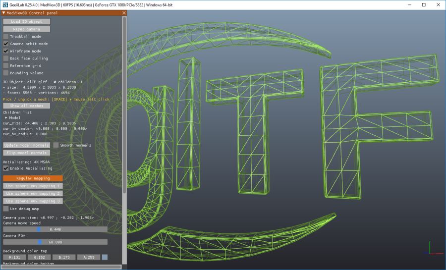 MadView3D - wireframe mode