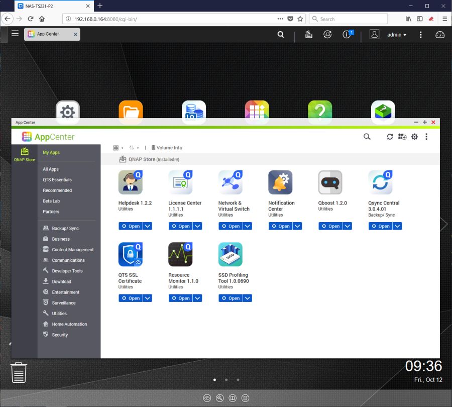 QNAP TS-231P2 - QTS desktop