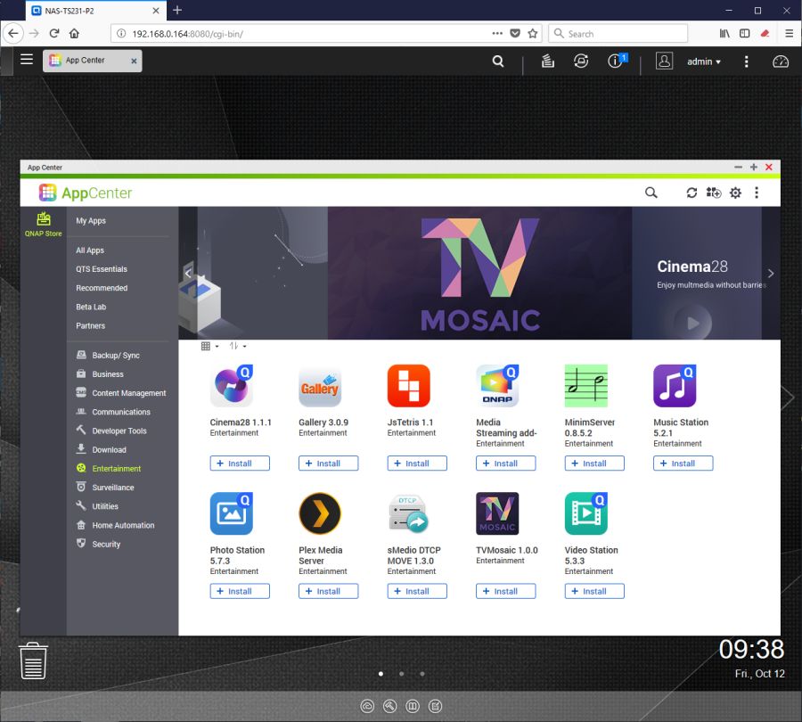 QNAP TS-231P2 - QTS desktop