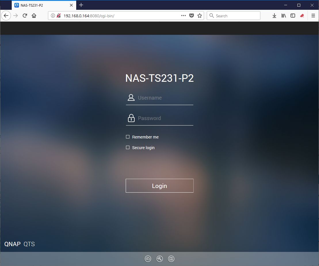 QNAP TS-231P2 - login interface