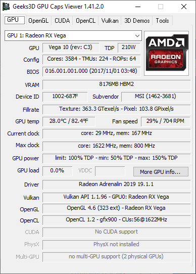 AMD Adrenalin 2019 Edition - GPU Caps Viewer + Radeon RX Vega 56