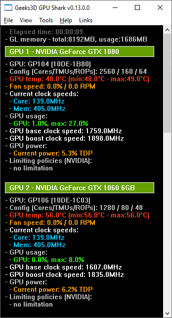 GPU Shark 0.12.0 - GeForce GTX 1080 + GTX 1060