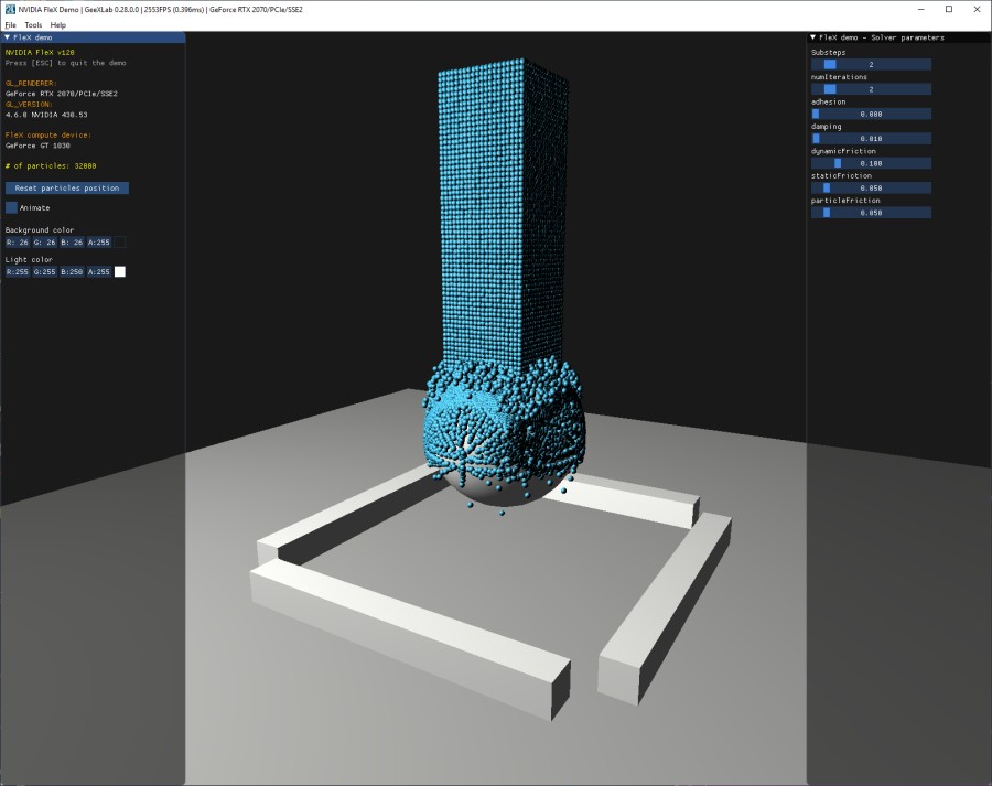 GeeXLab - NVIDIA FleX demo