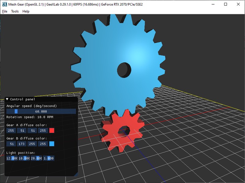 GeeXLab OpenGL 2.1 demopack - gears