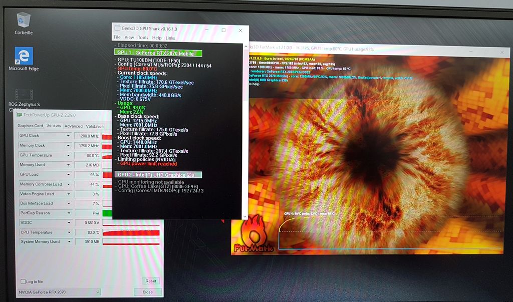 ASUS ROG Zephyrus S GX502GW + FurMark stress test