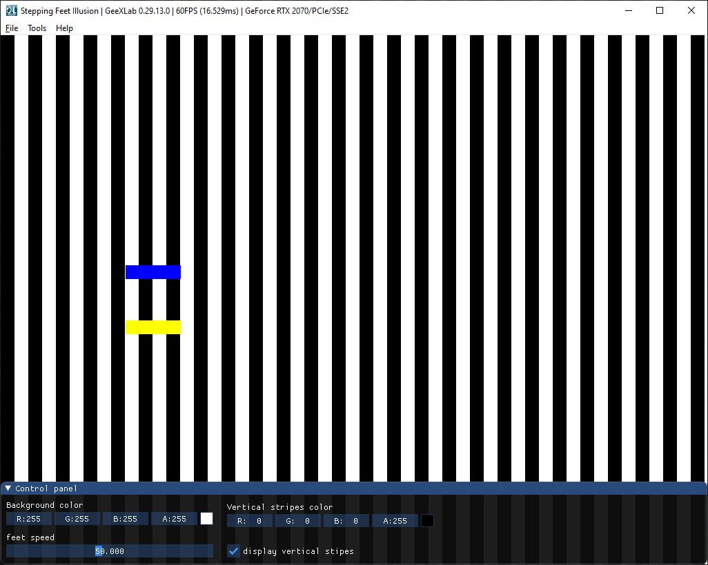 GeeXLab demo - Stepping Feet Illusion