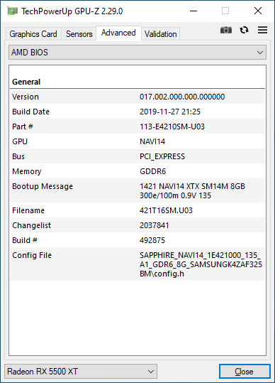 Rx 5500 hotsell xt gpu z