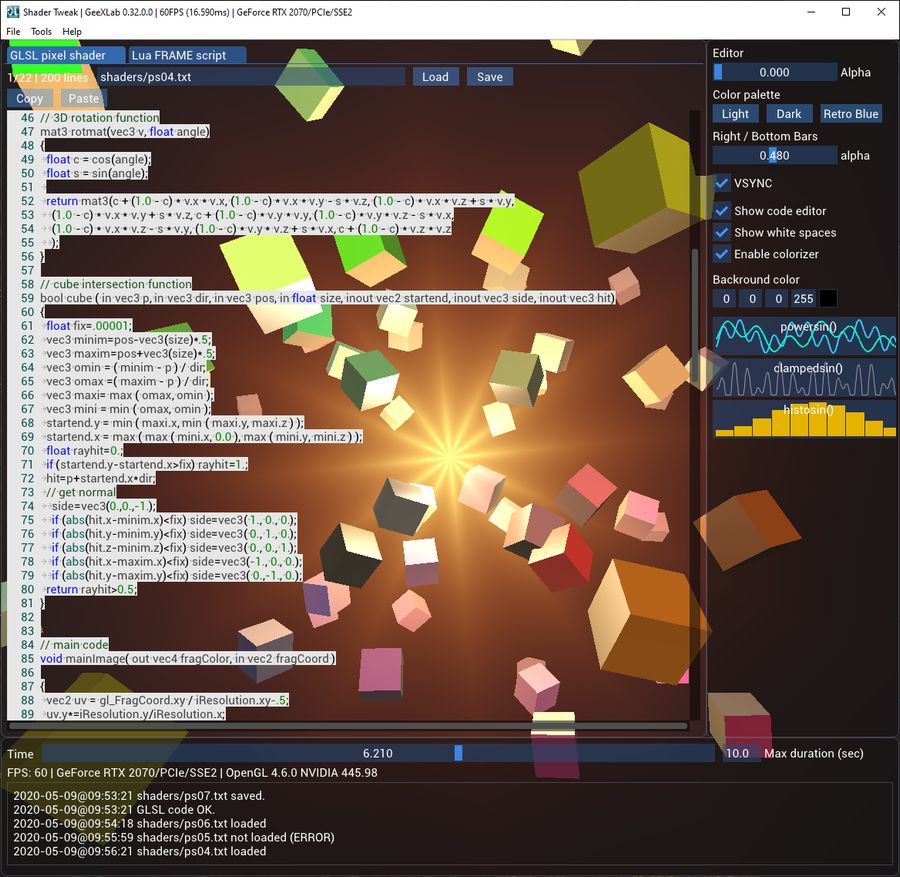Bonzomatic Charbackground Style In Imguicolortextedit Shader Tweak Hacklab