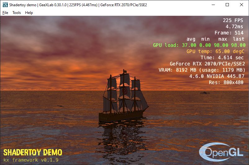 Shadertoy demopack for GeeXLab - tempting the mariner