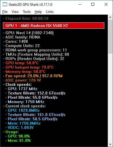 GPU Shark 0.17.1 - Radeon RX 5500 XT