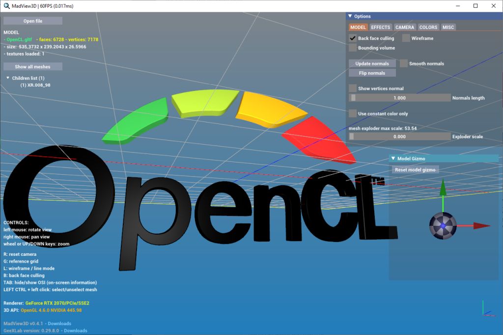 OpenCL 3D logo in MadView3D