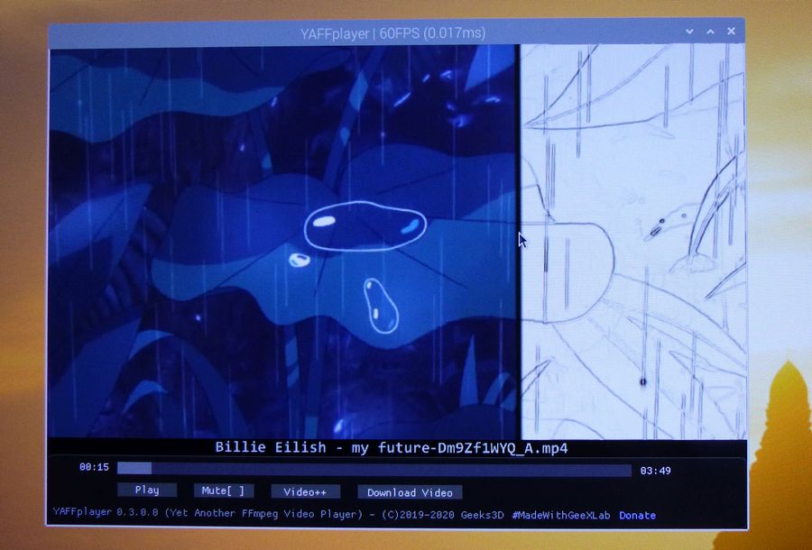 YAFFplayer video player - Raspberry Pi OS