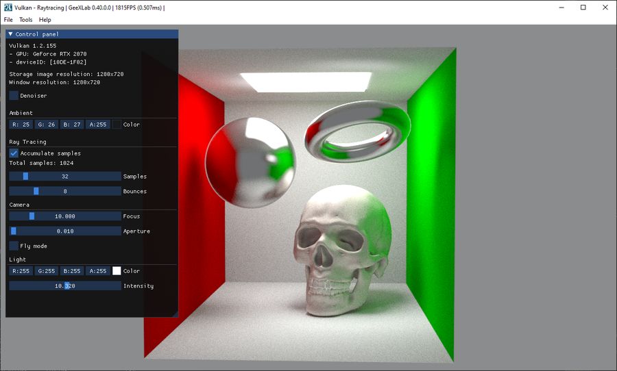 GeeXLab - Vulkan ray tracing demo
