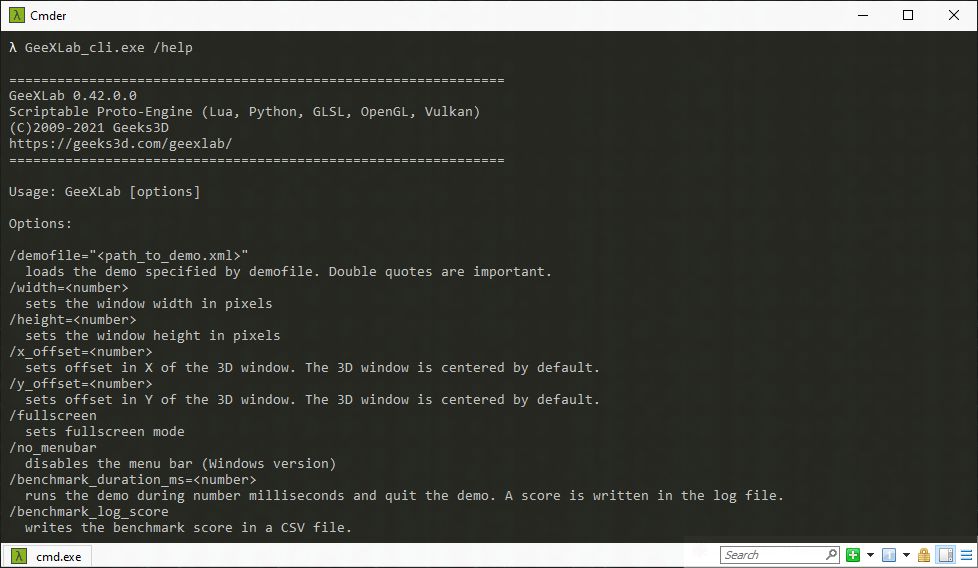 GeeXLab - command line interface