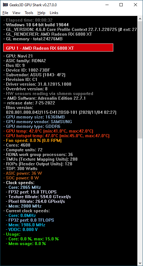 GPU Shark 0.27 - Radeon RX 6800 XT