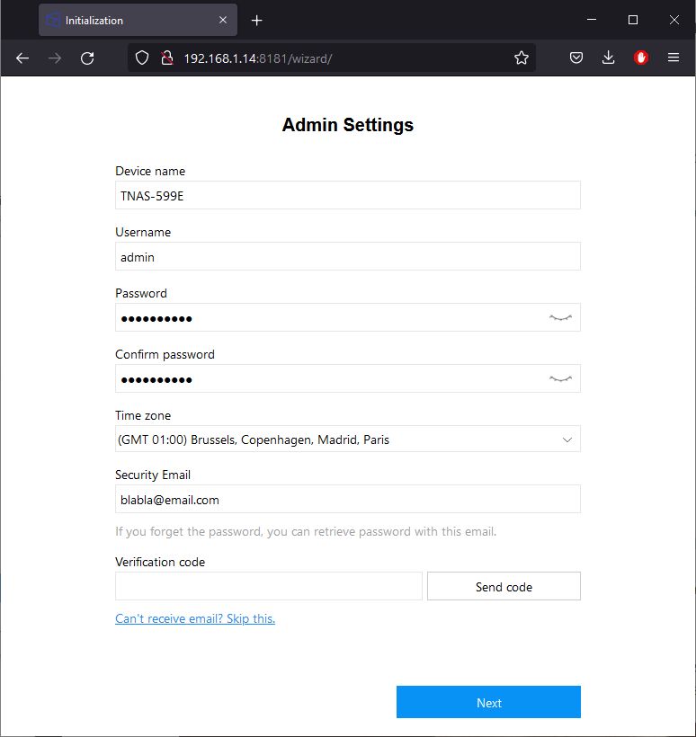 TerraMaster F2-423 NAS software configuration