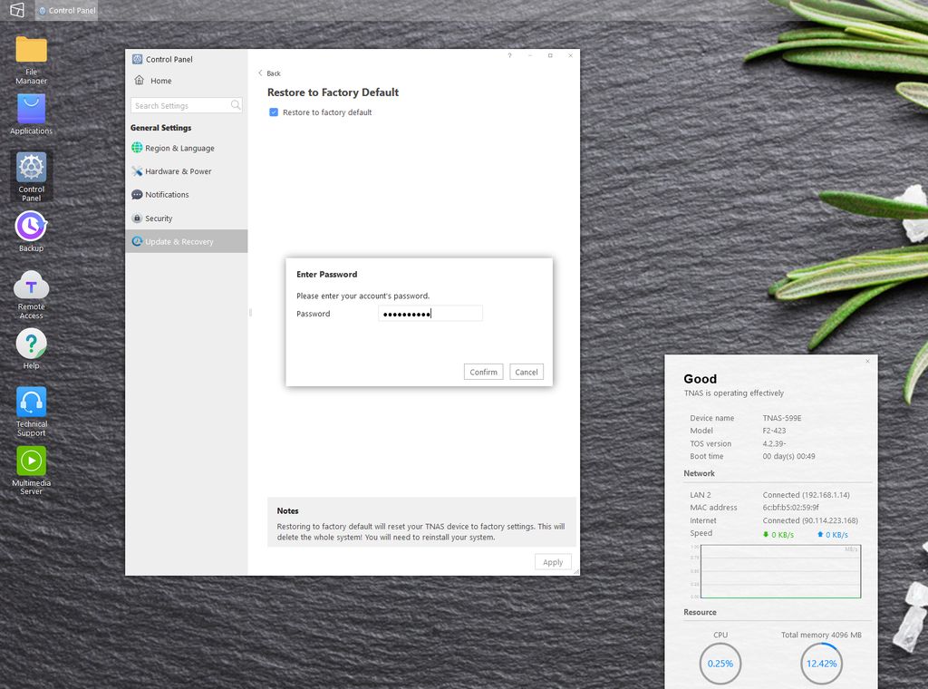 TerraMaster F2-423 NAS software configuration