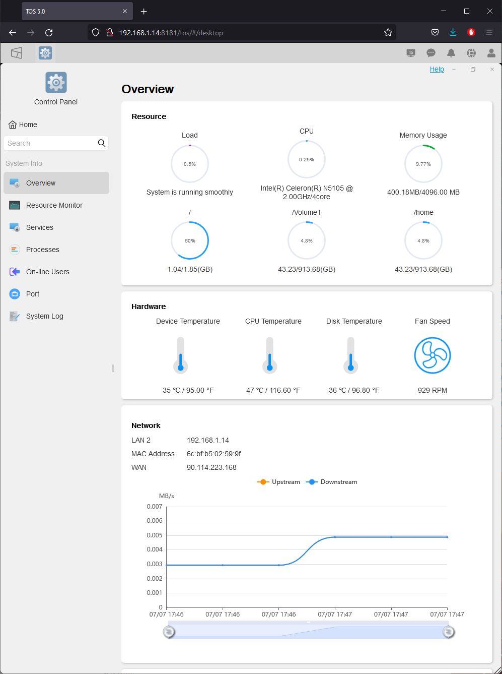 TerraMaster F2-423 NAS software configuration