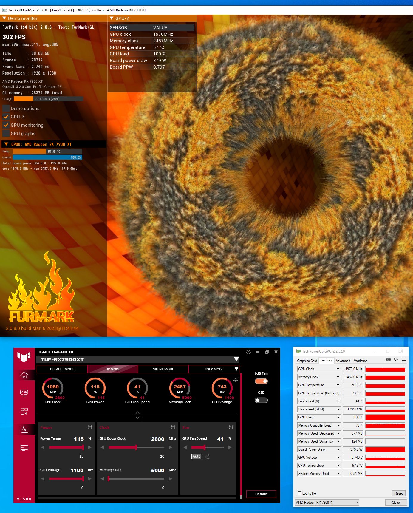 ASUS TUF Radeon RX 7900 XT OC 20GB - Benchmarking and stress test - GPU Tweak III, OC mode