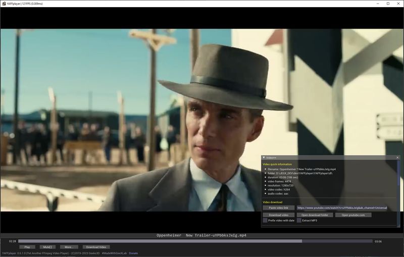 "YAFFplayer - FFmpeg video player made with GeeXLab"