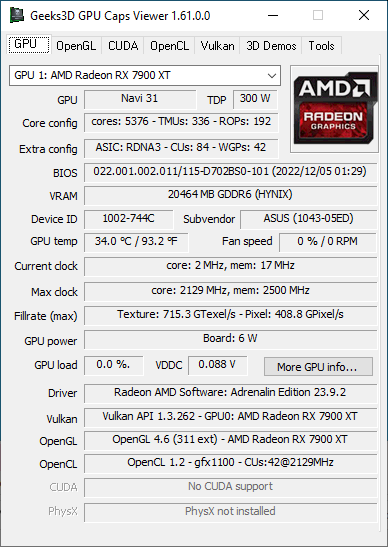 AMD Adrenalin 2020 Edition - GPU Caps Viewer + Radeon RX 7900 XT