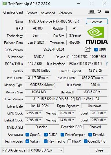NVIDIA GeForce RTX 408 SUPER - GPU-Z