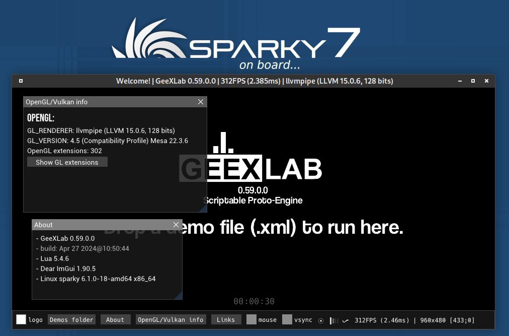 GeeXLab 0.59 on SparkyLinux