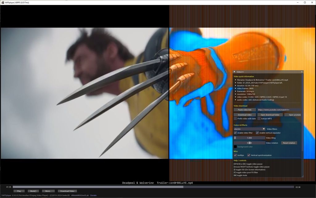 YAFFplayer - FFmpeg video player made with GeeXLab
