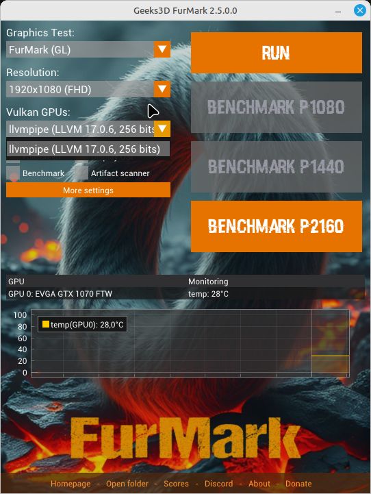 FurMark 2.5 GUI - Linux + Nouveau driver
