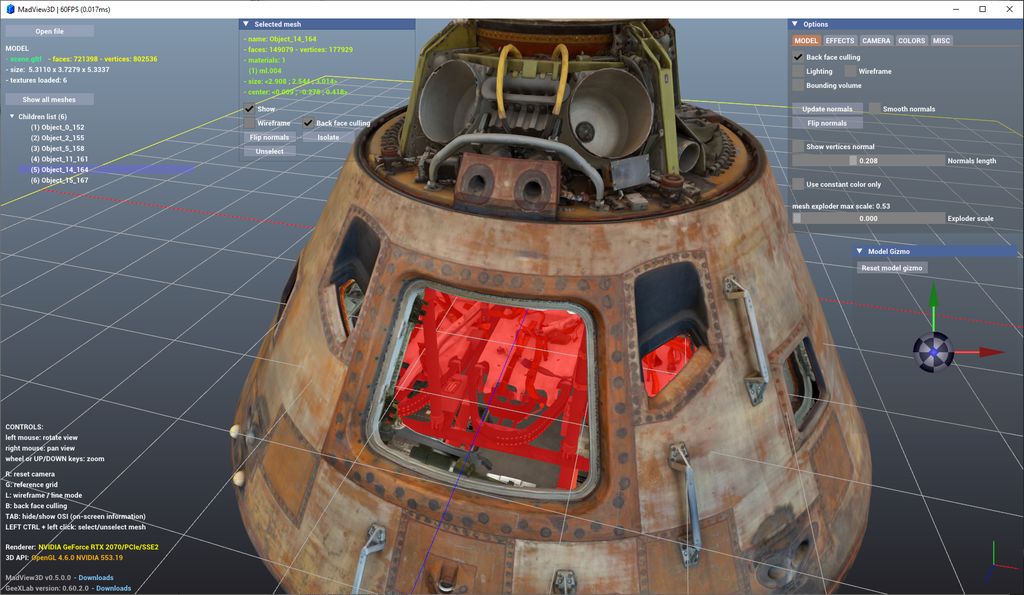 MadView3D - apollo 11 command module combined - glTF model