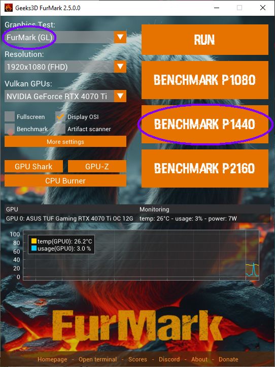 FurMark 2 GUI - FurMark(gl) P1440 benchmark