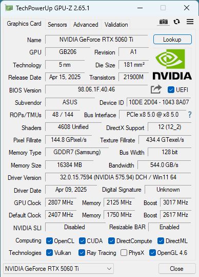 NVIDIA GeForce RTX 5060 Ti - GPU-Z